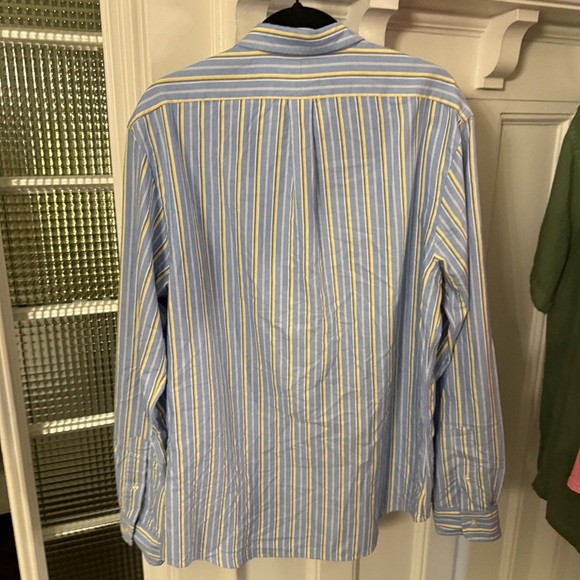 Polo Ralph Lauren Men Blue Striped Oxford Slim Fit Button Down Flesh Pony Sz XLT - Picture 11 of 12